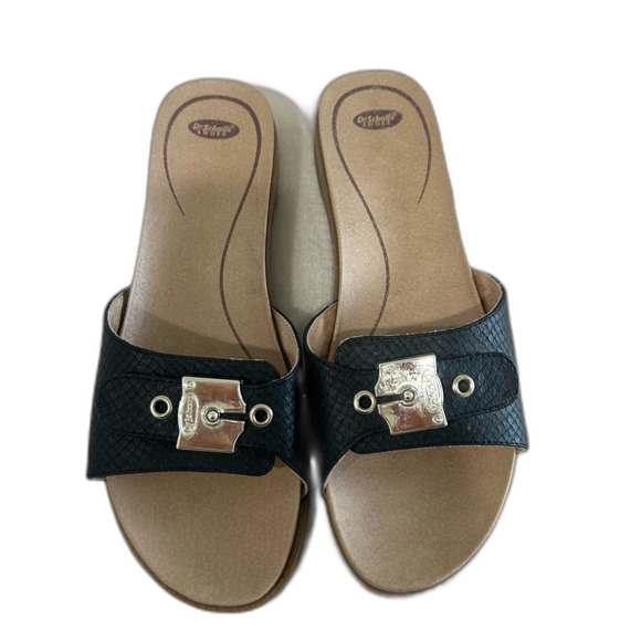 Dr Scholl’s Slide Sandals Women's Size 9 Originalist Black Snake Sunset Design - Picture 2 of 12